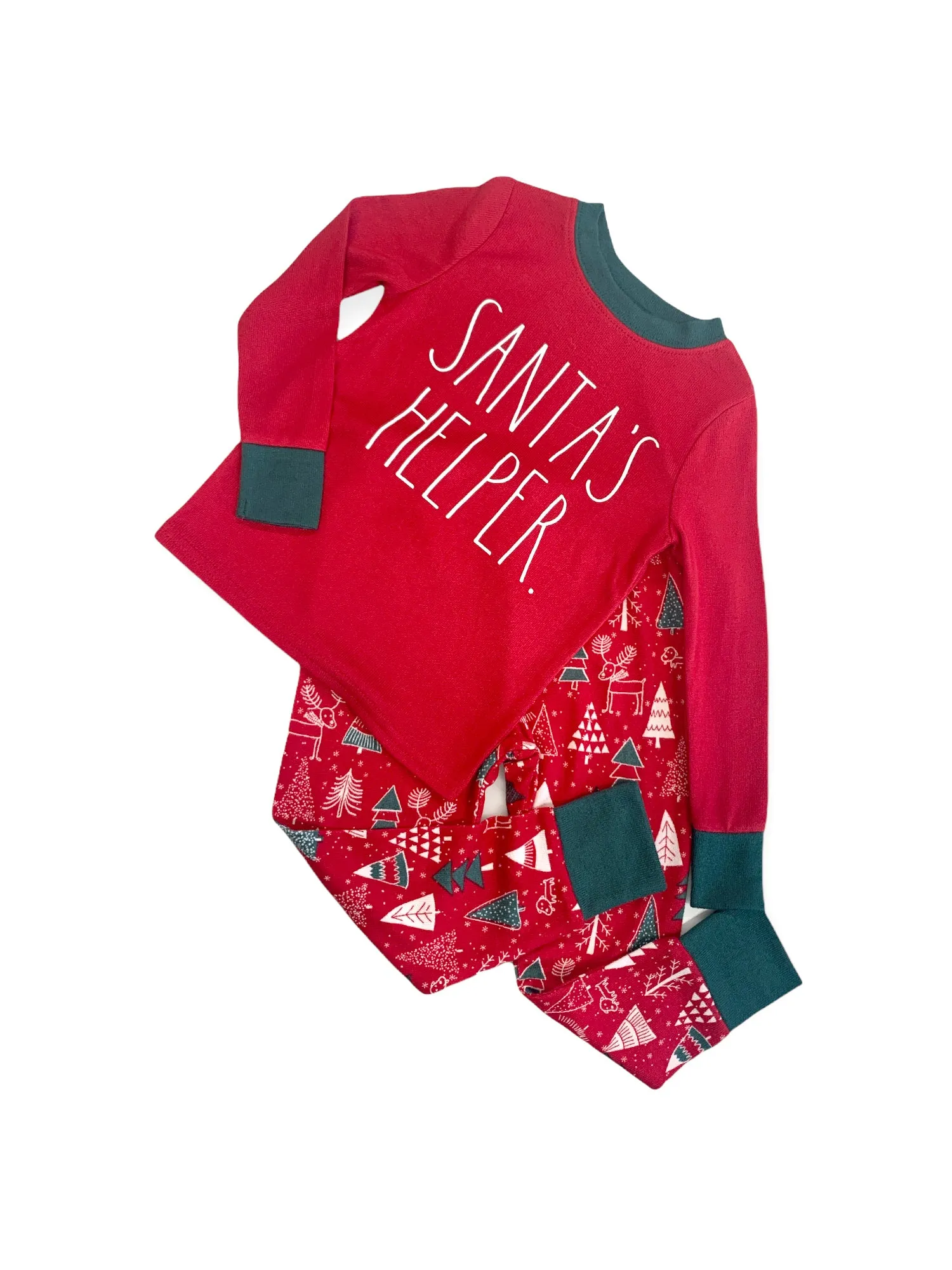 Kids "SANTA'S HELPER" Long Sleeve Top and Jogger Pajama Set