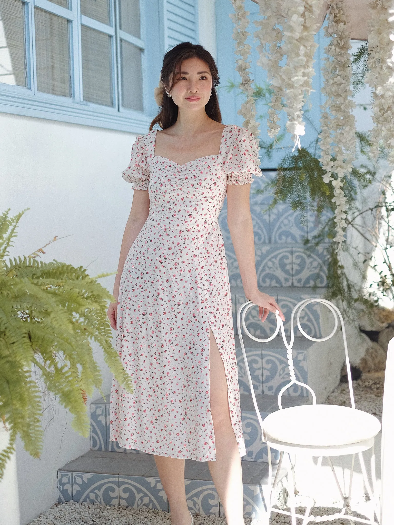 Kira midi dress - white floral