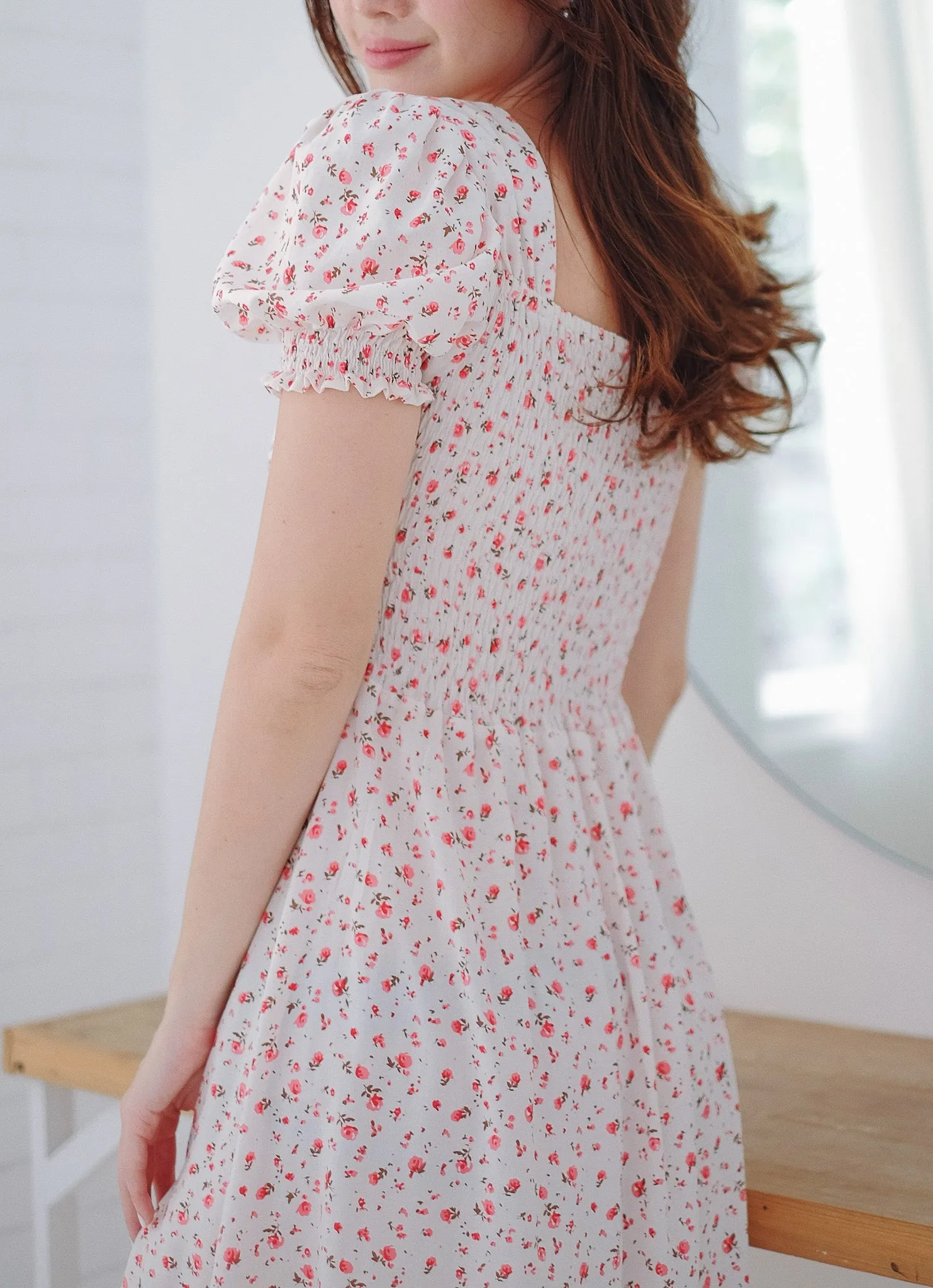 Kira midi dress - white floral