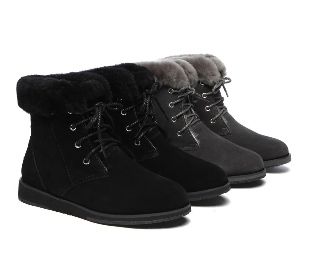 Lace Up Ankle Fashion Sheepskin Women Boots Bonnie