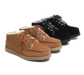 Lace Up Ankle Sheepskin Men Casual Boots Ryan