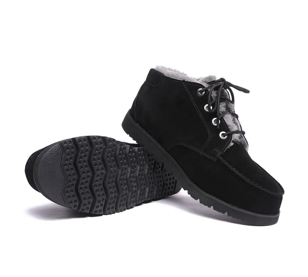 Lace Up Ankle Sheepskin Men Casual Boots Ryan