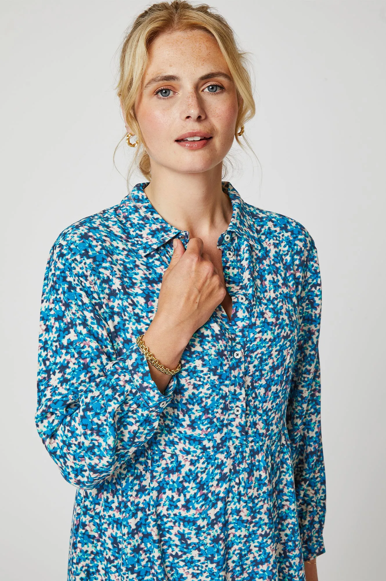 Lara Shirt Dress | Digital Floral Blue