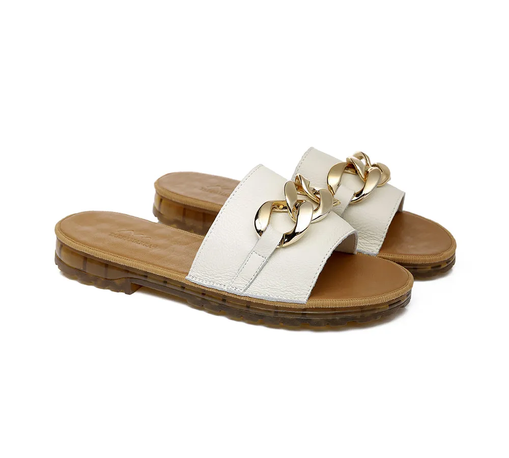 Leather Flat Slides Women Jianna Ultra Soft Footbed