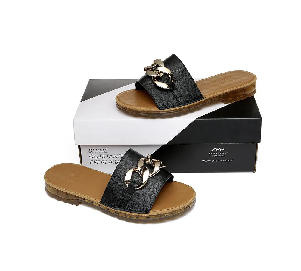 Leather Flat Slides Women Jianna Ultra Soft Footbed