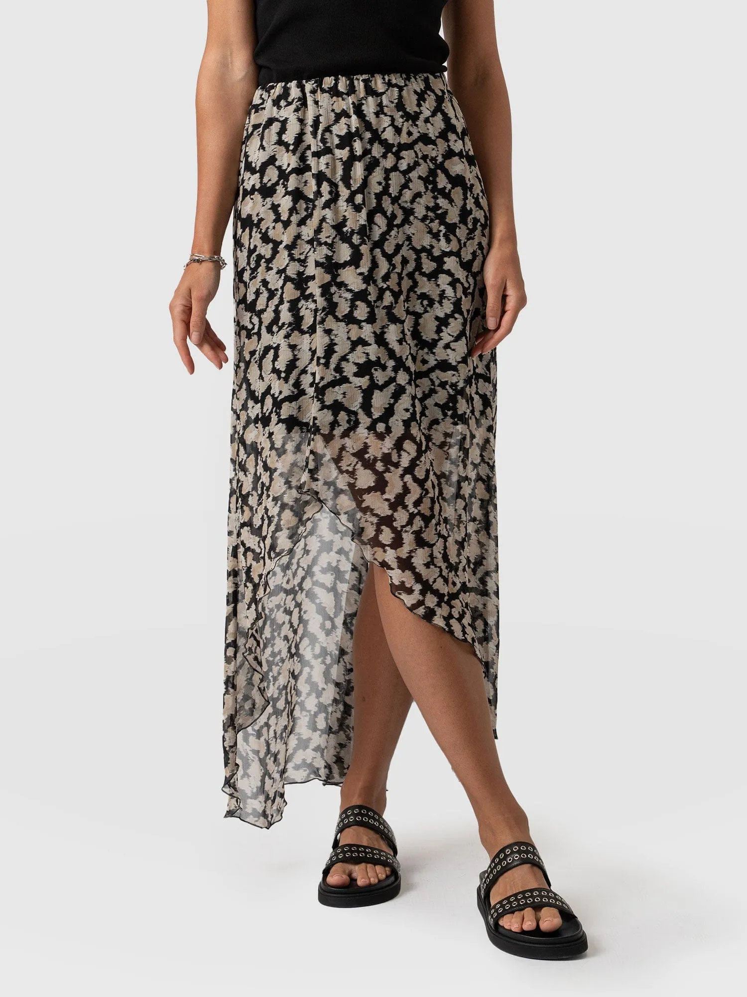 Lexi High Low Skirt - Black Confetti Petal