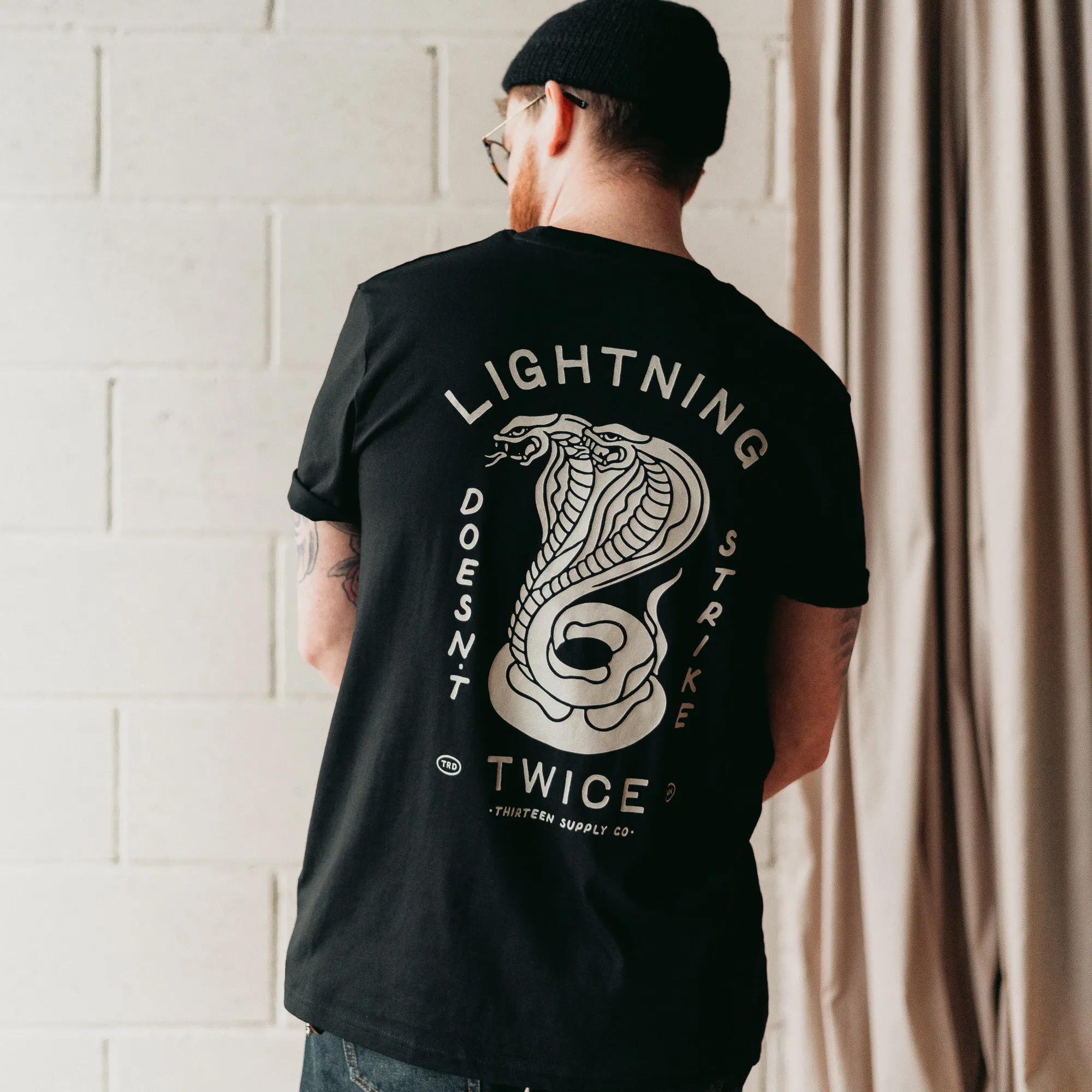 LIGHTNING DOESN'T STRIKE TWICE - BLACK UNISEX T-SHIRT