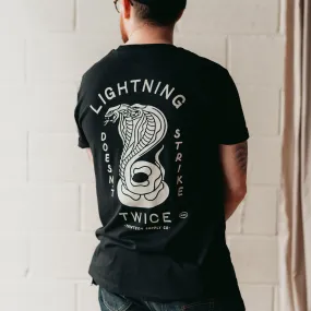 LIGHTNING DOESN'T STRIKE TWICE - BLACK UNISEX T-SHIRT