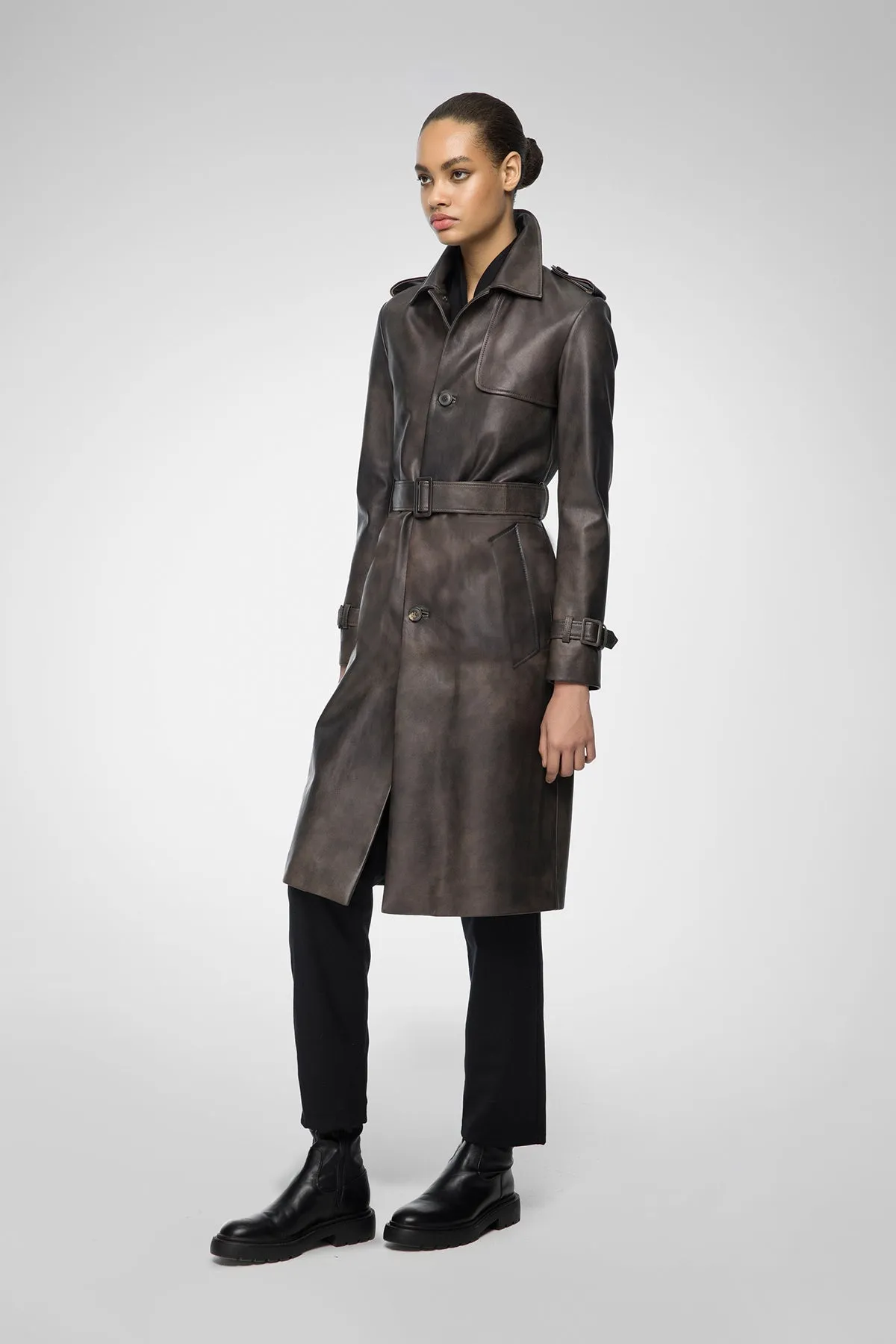 Madyson - Anthracite Leather Coat