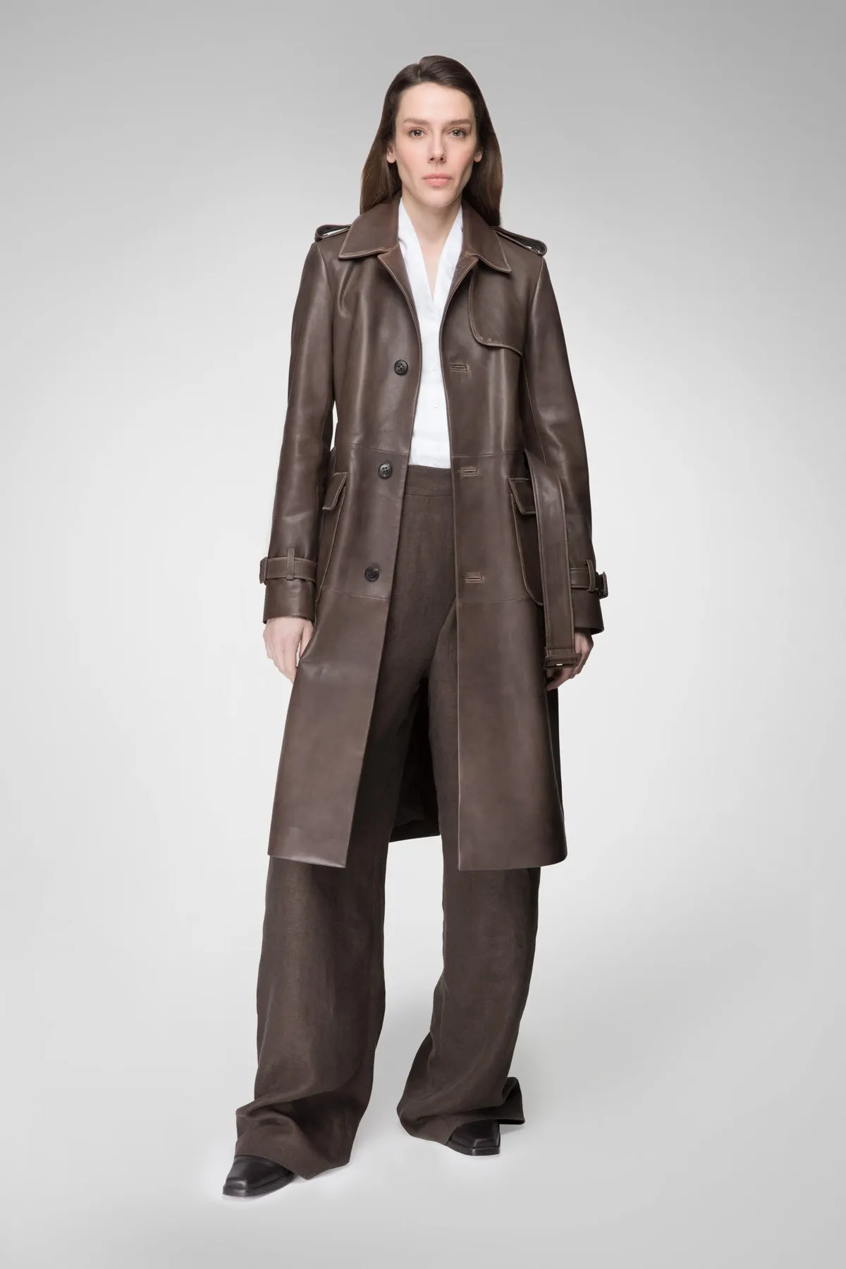 Madyson - Cloudy Brown Leather Coat