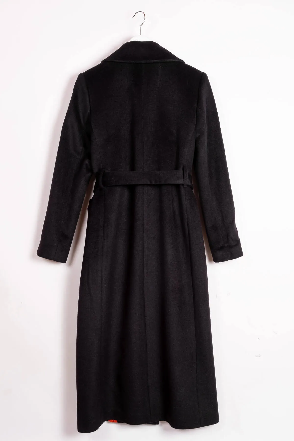 MAGIE Wool Double Breasted Belted Coat - Black