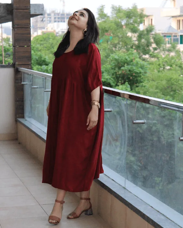 Maroon Anti-Fit Dress