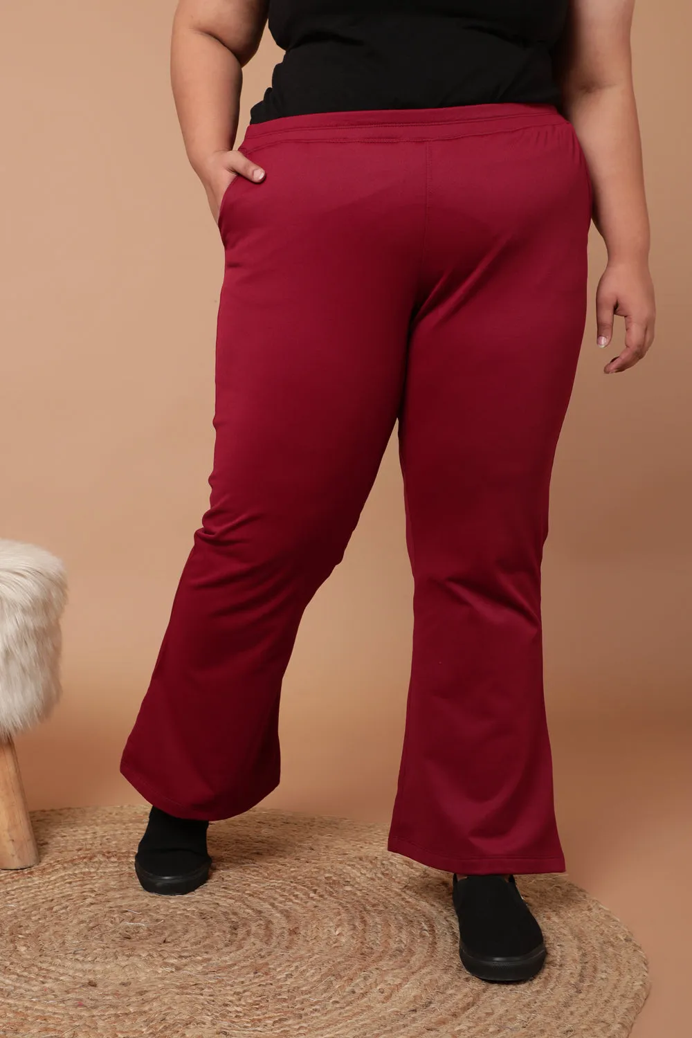 Maroon Bootcut Fleece Pants