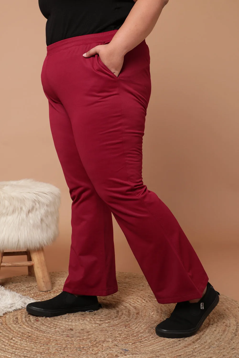 Maroon Bootcut Fleece Pants