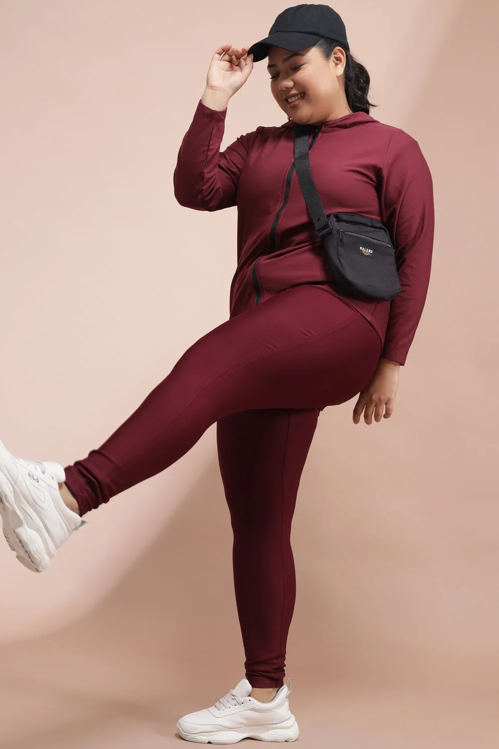 Maroon Warm Winter Fleece Leggings