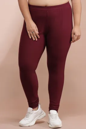 Maroon Warm Winter Fleece Leggings