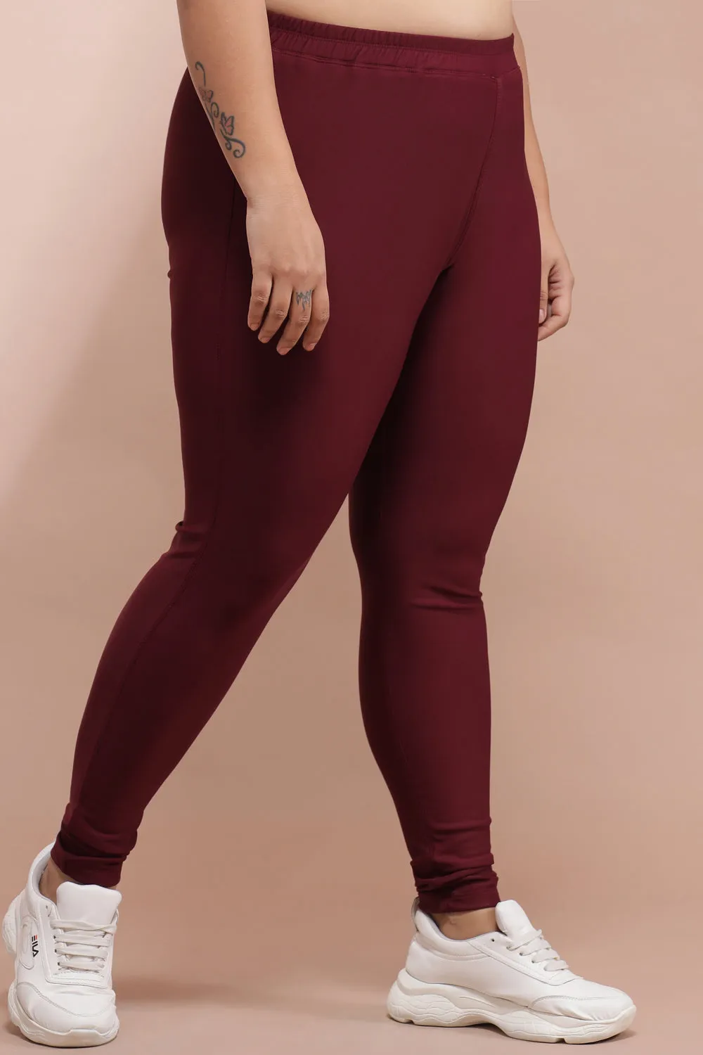 Maroon Warm Winter Fleece Leggings