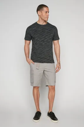 Mens Belted Cargo Ripstop Shorts - Light Grey