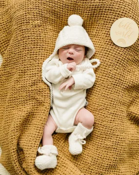 Merino Wool Bonnet & Bootie Set | Cream