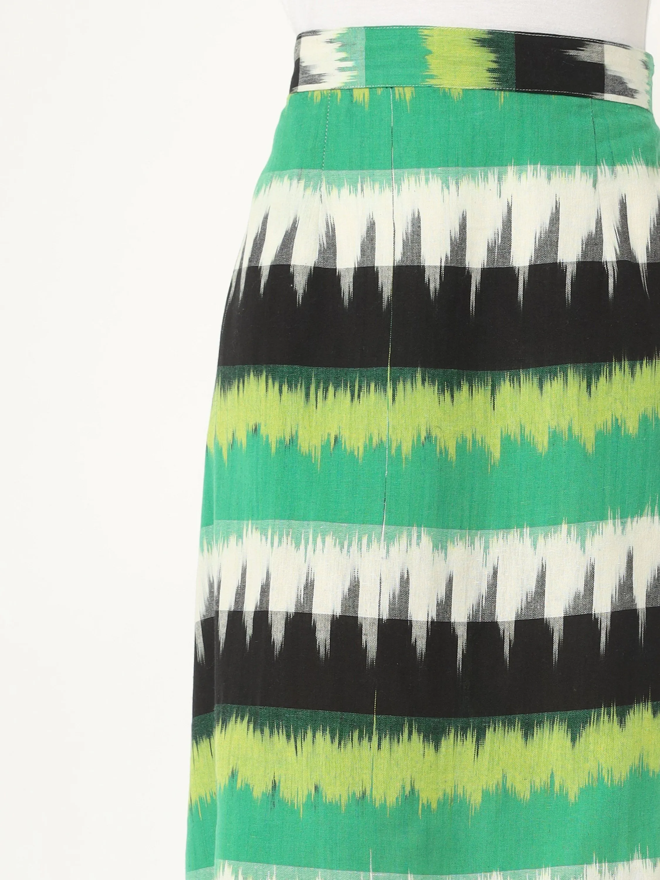 Multicoloured Ikat Skirt (Green)