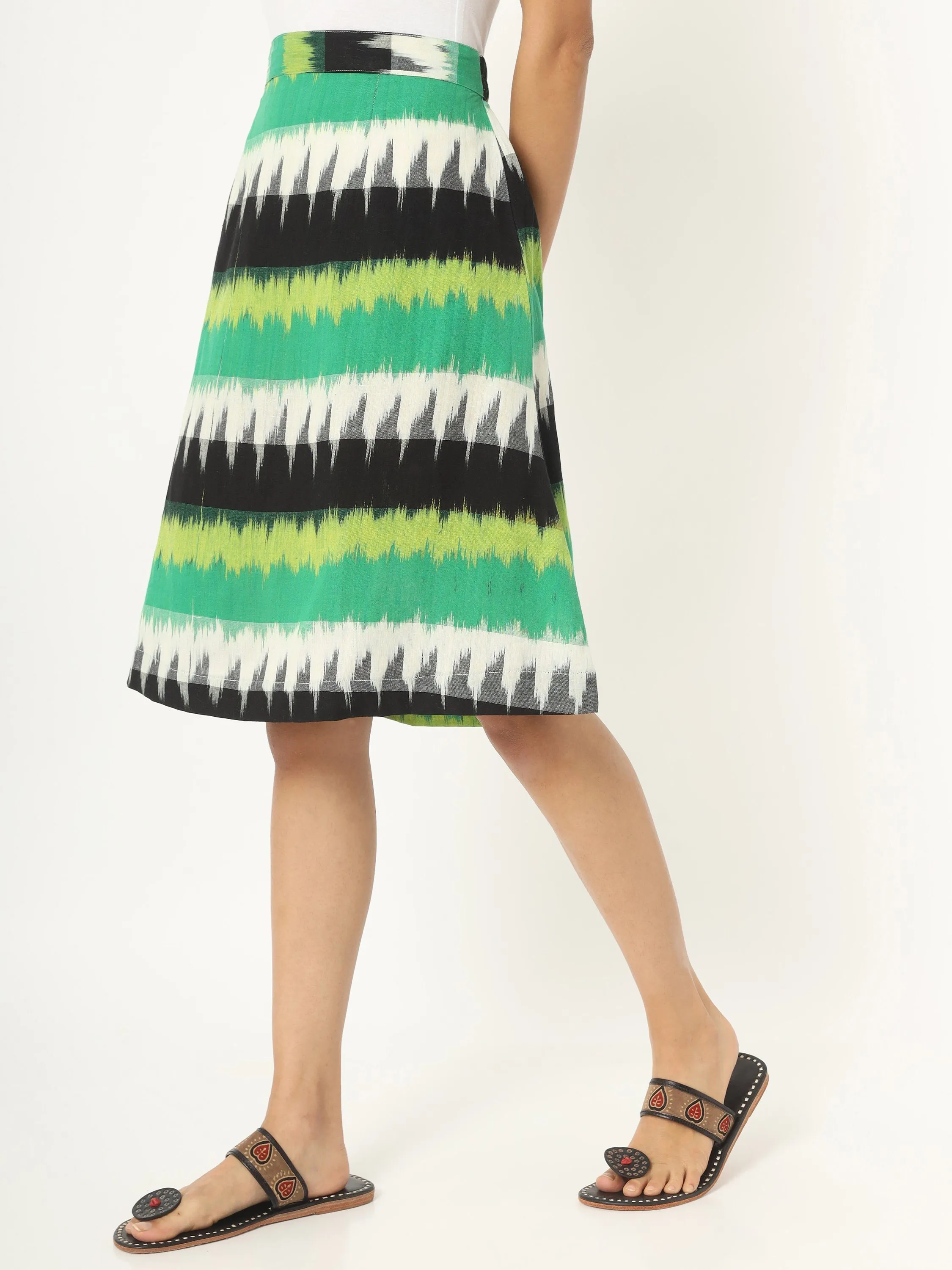 Multicoloured Ikat Skirt (Green)