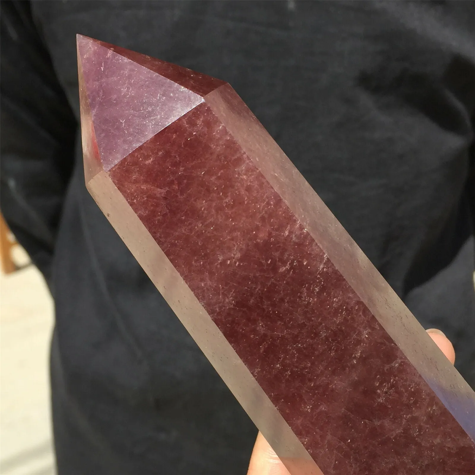 Natural strawberry gemstone quartz tower point obelisk