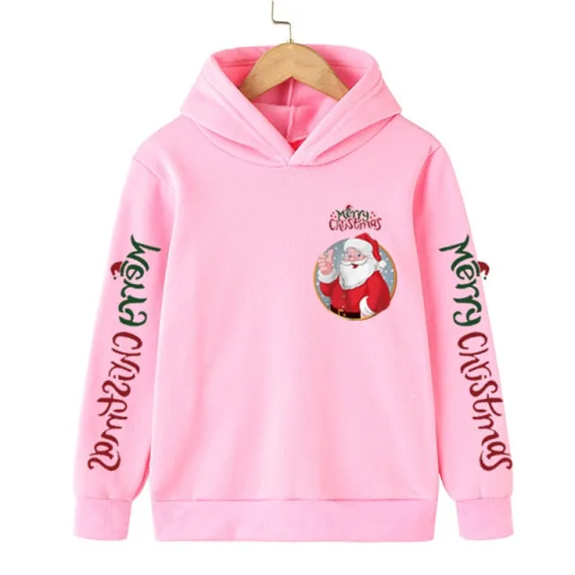 New Santa sweater cartoon blouse Merry Christmas old man hoodie cotton children&#39;s clothing children boy clothes 4-14 years 2022