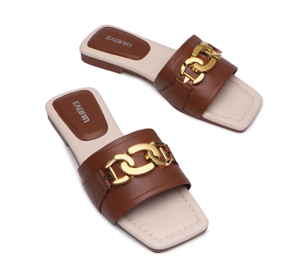 Open Toe Leather Flat Sandals Women Chela