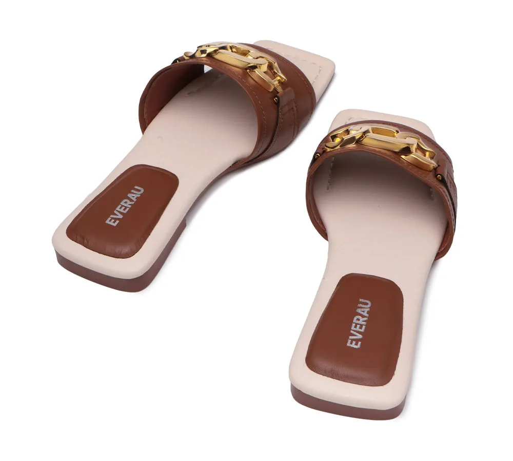 Open Toe Leather Flat Sandals Women Chela