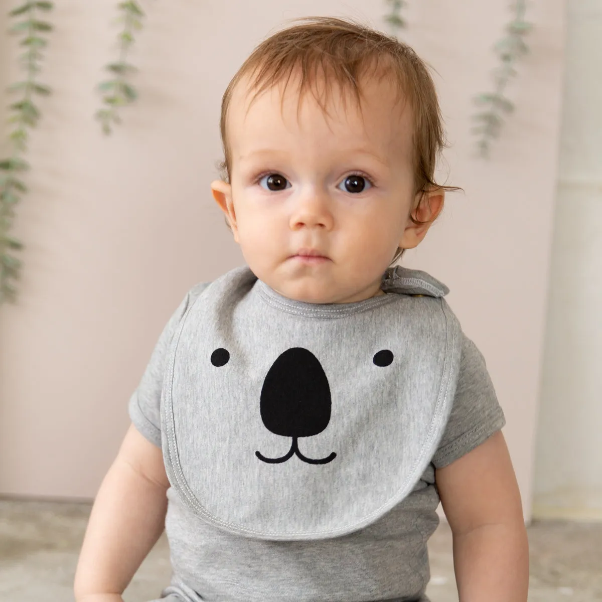 Organic Cotton Koala Bib - Grey Marle