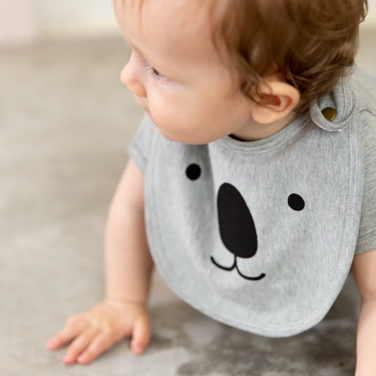 Organic Cotton Koala Bib - Grey Marle