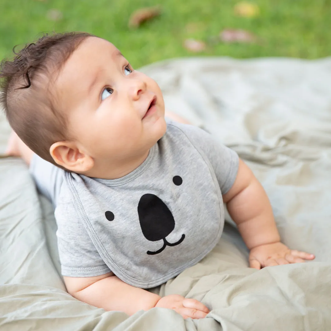 Organic Cotton Koala Bib - Grey Marle