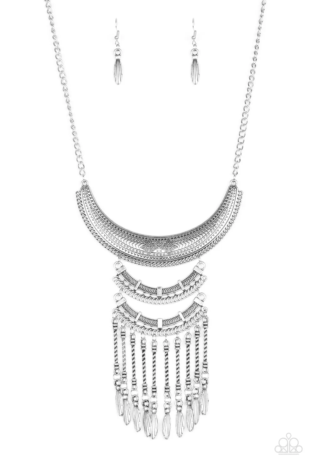 Paparazzi Eastern Empress Silver Necklace Set