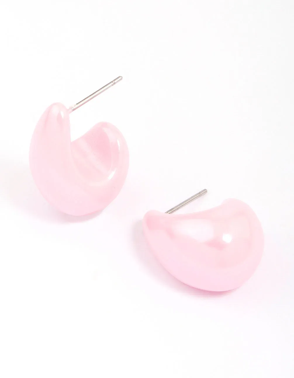 Pink Iridescent Teardrop Huggie Earrings