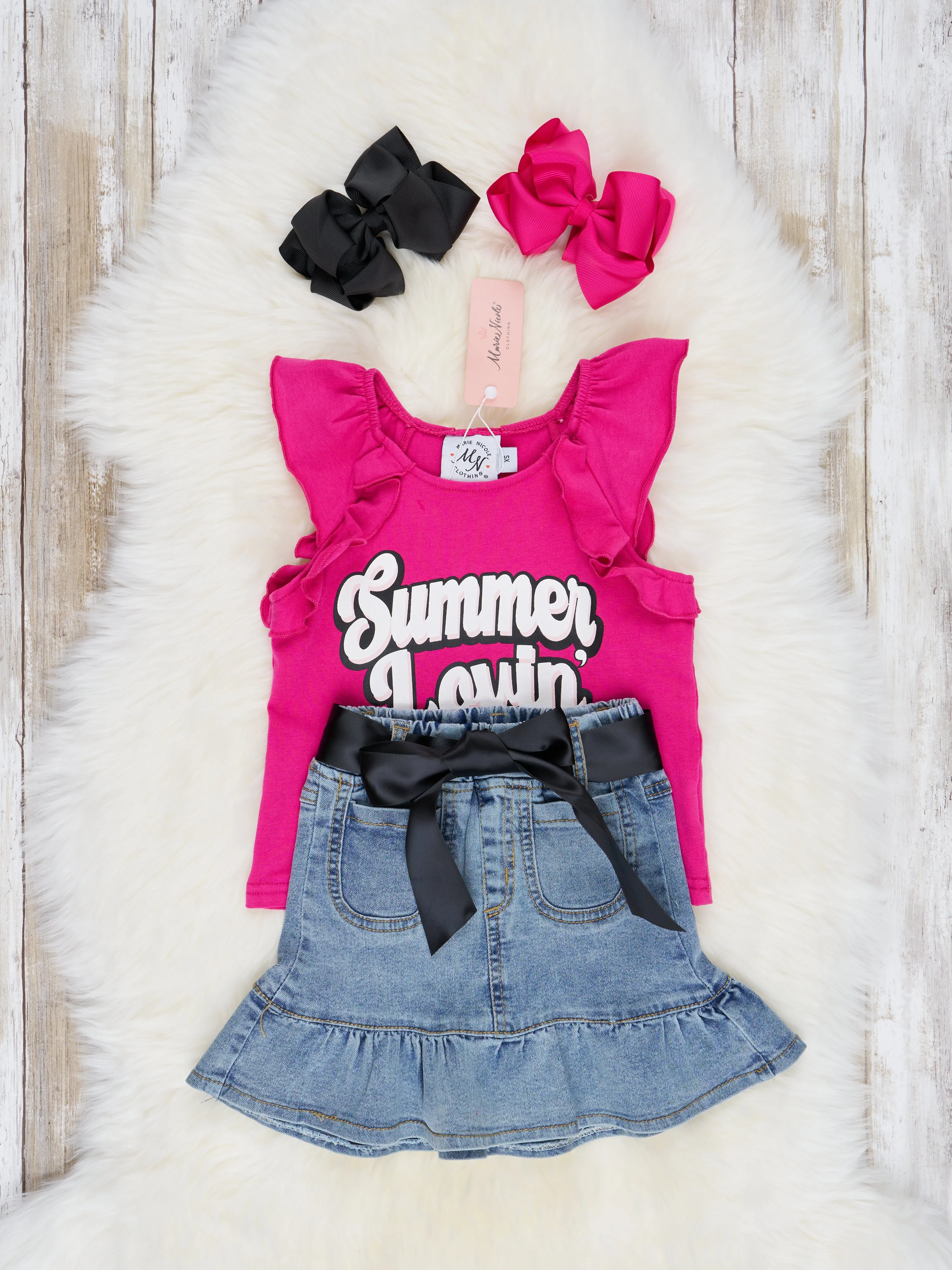 "Summer Lovin" Ruffle Denim Outfit