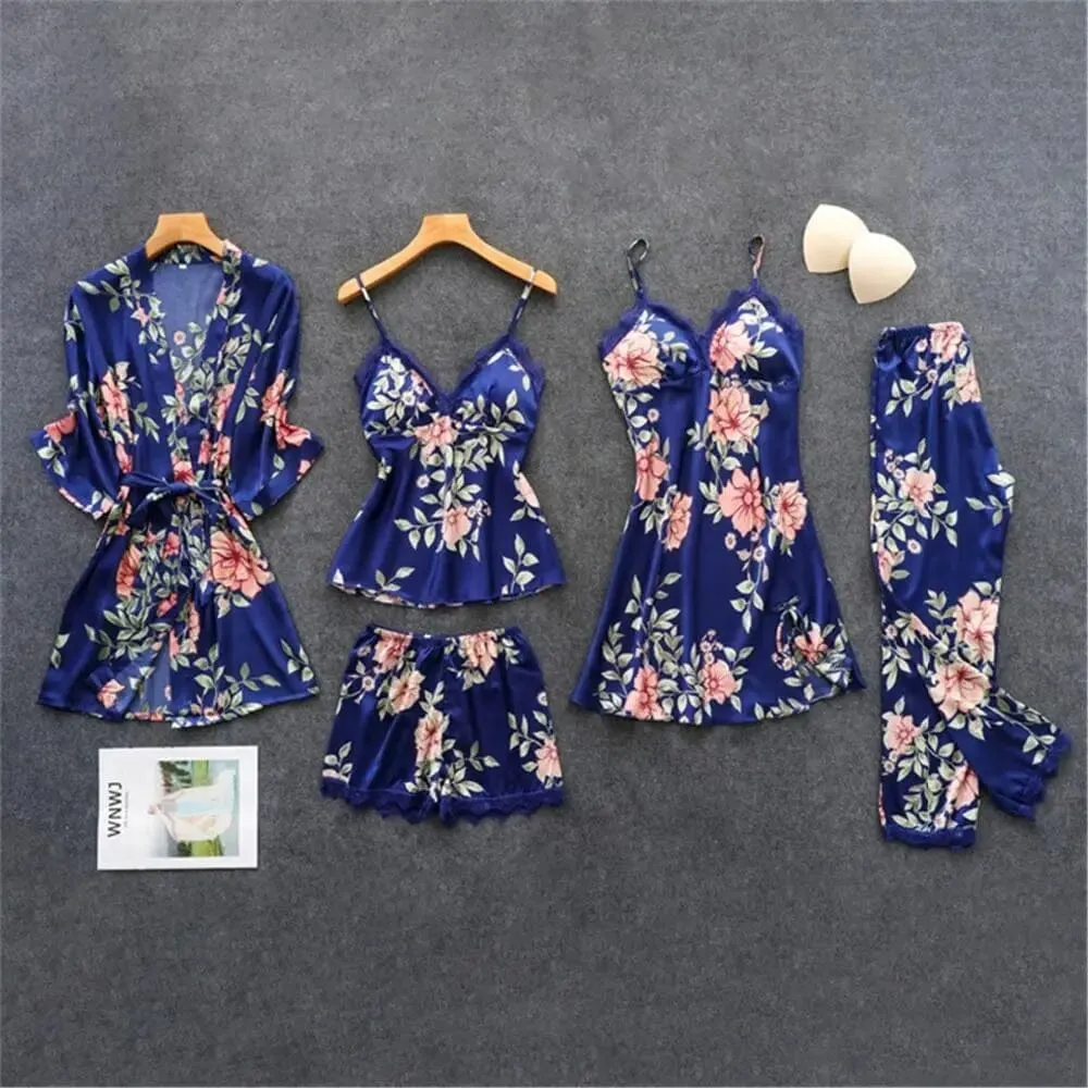 Satin Silk Floral Sleepwear Set