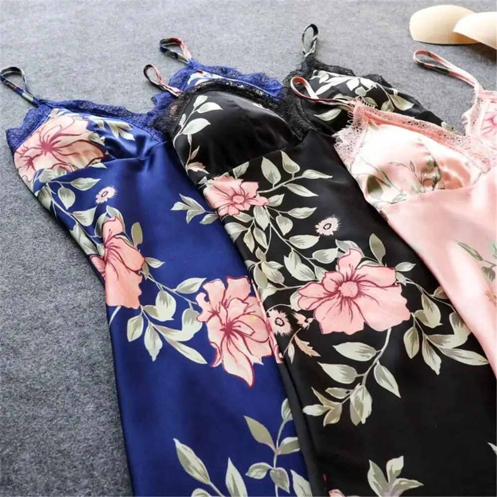 Satin Silk Floral Sleepwear Set