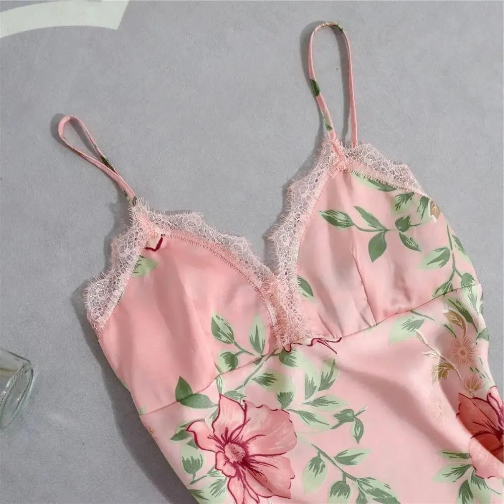 Satin Silk Floral Sleepwear Set