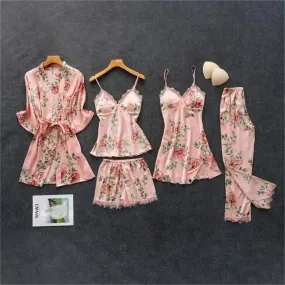 Satin Silk Floral Sleepwear Set