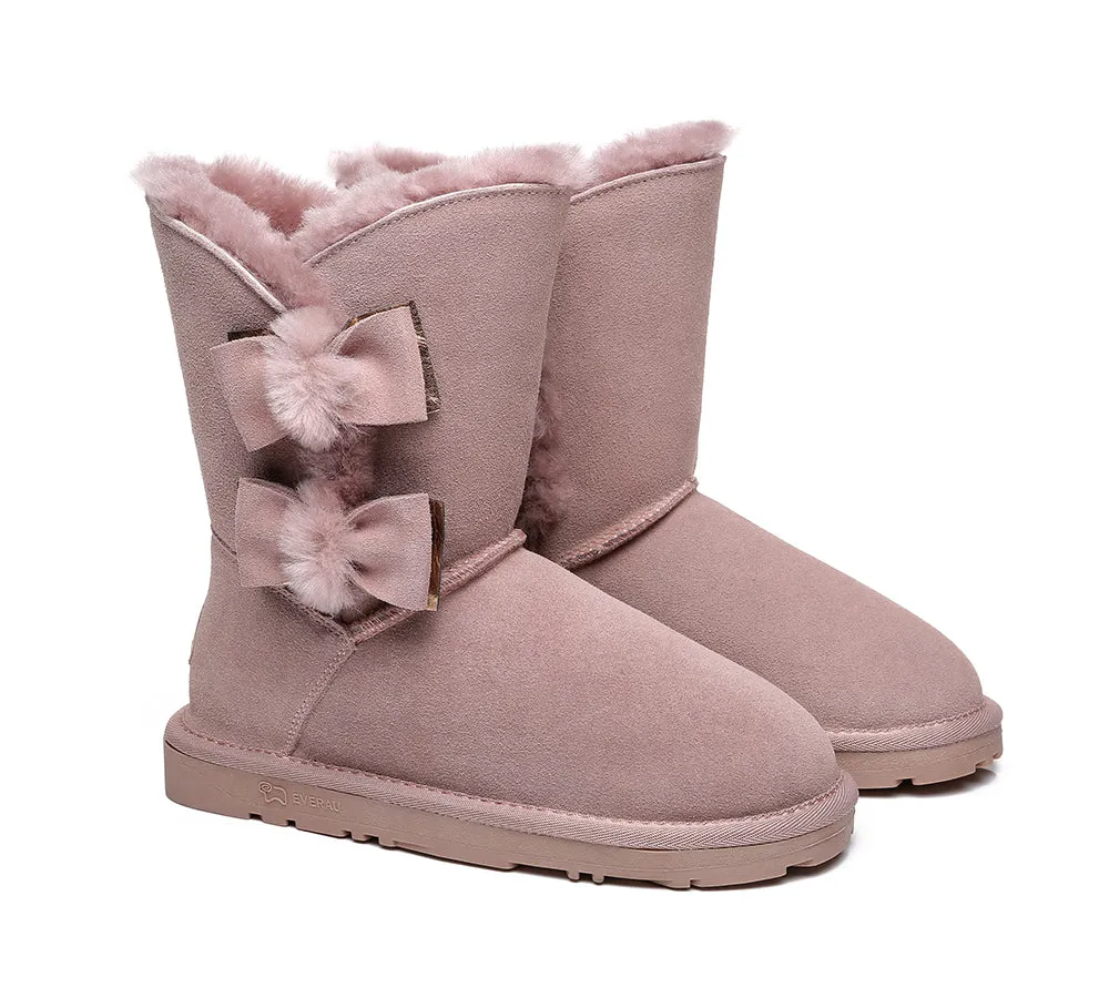 Sheepskin Double Bow Boots Women Eira