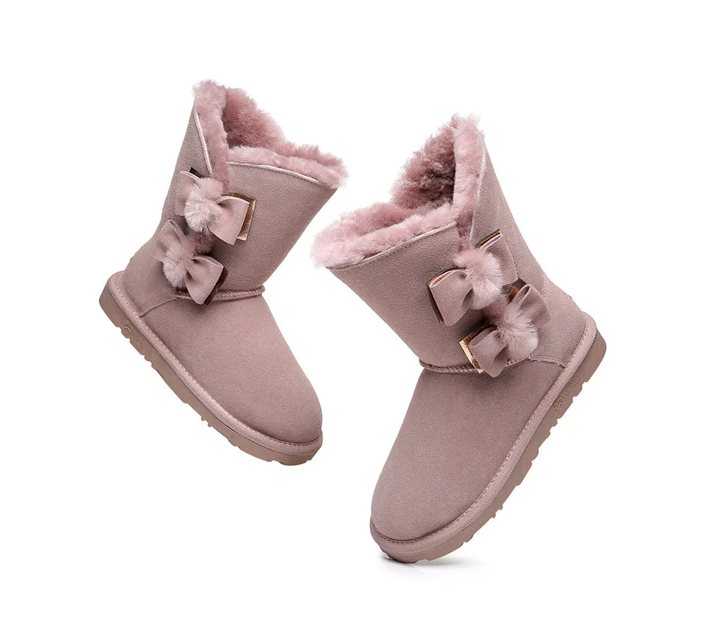 Sheepskin Double Bow Boots Women Eira