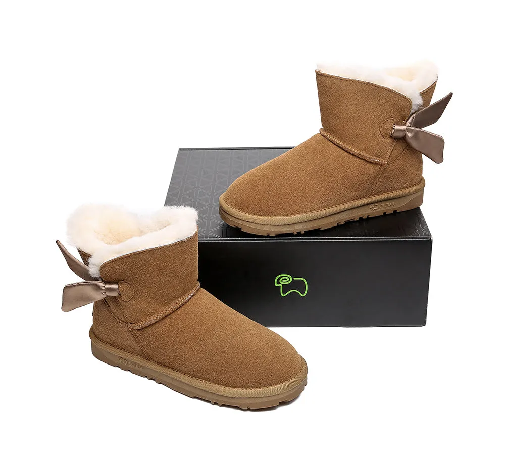 Sheepskin Single Bow Boots Women Ember