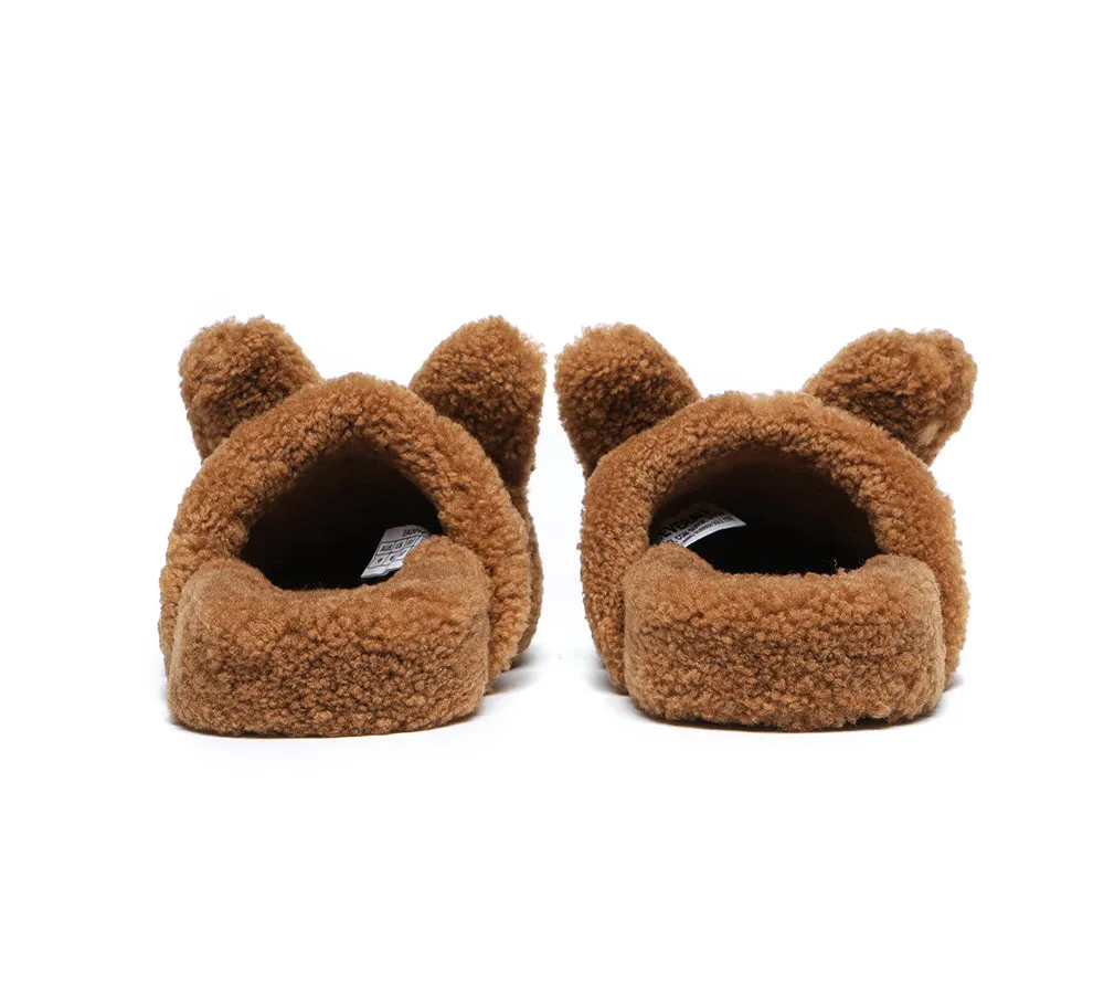 Sheepskin Wool Slippers Women Fluffy Bunny