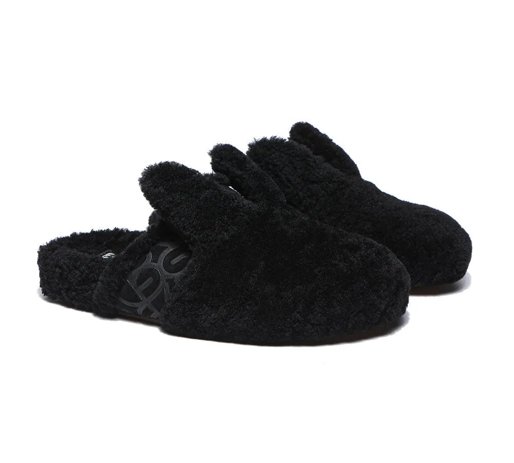 Sheepskin Wool Slippers Women Fluffy Bunny