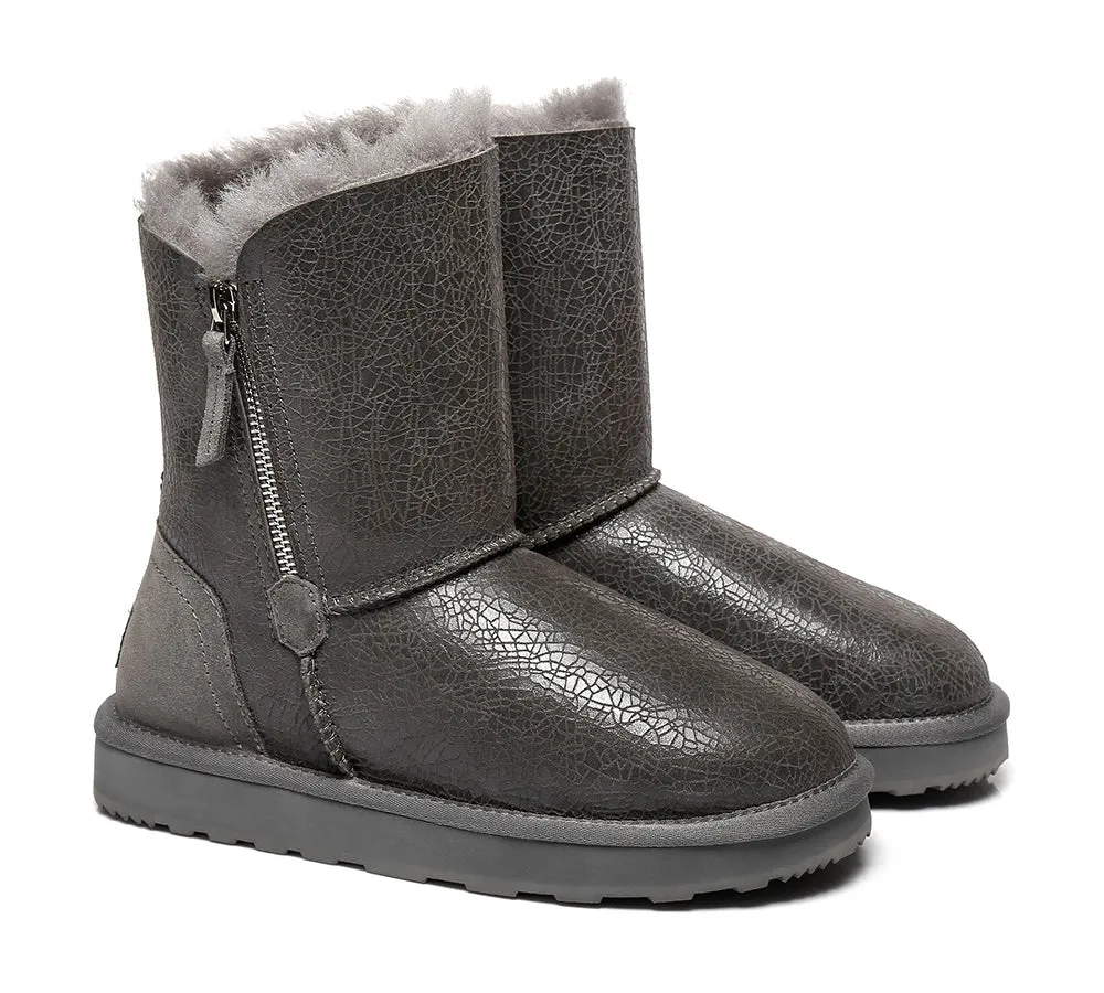 Sheepskin Zipper Short Women Boots Zipporah