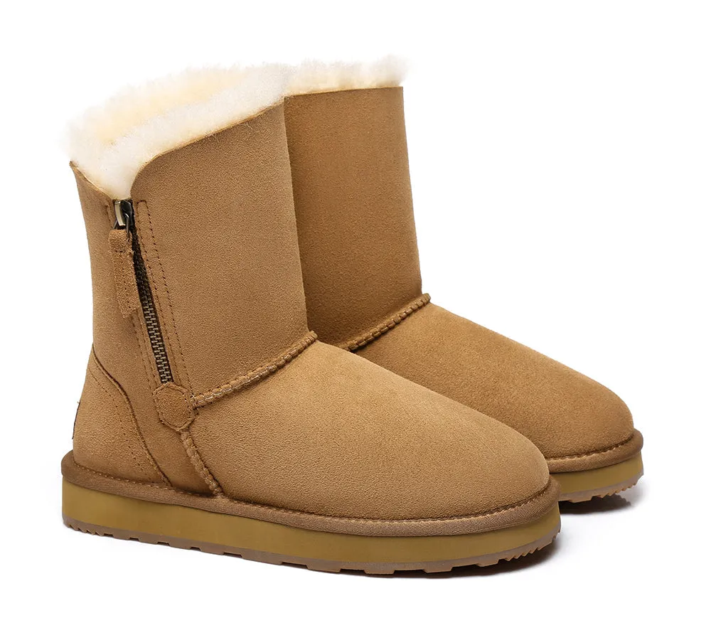 Sheepskin Zipper Short Women Boots Zipporah