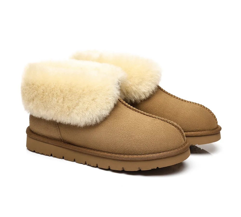 Slippers, Australia Premium Double Face Sheepskin,Unisex Ankle Collar Slipper Mallow