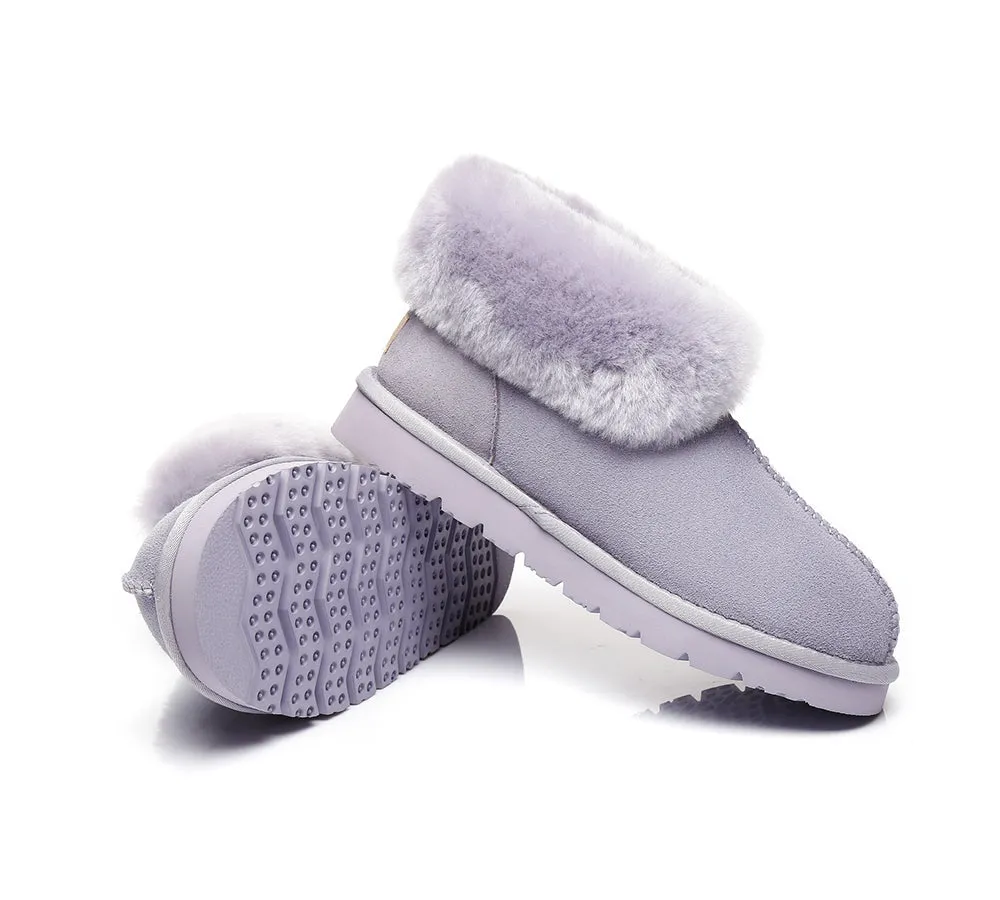 Slippers, Australia Premium Double Face Sheepskin,Unisex Ankle Collar Slipper Mallow