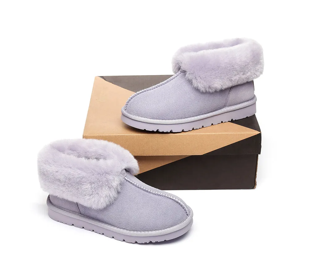 Slippers, Australia Premium Double Face Sheepskin,Unisex Ankle Collar Slipper Mallow