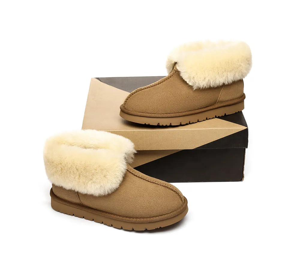 Slippers, Australia Premium Double Face Sheepskin,Unisex Ankle Collar Slipper Mallow